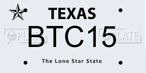 BTC15 Texas License Plate