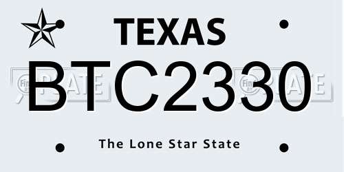 BTC2330 Texas License Plate