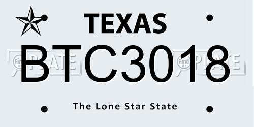 BTC3018 Texas License Plate