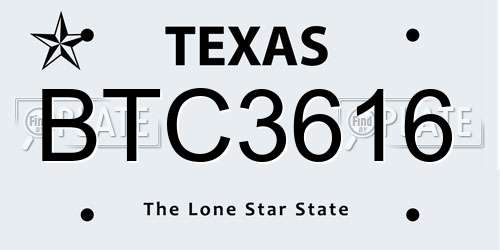 BTC3616 Texas License Plate