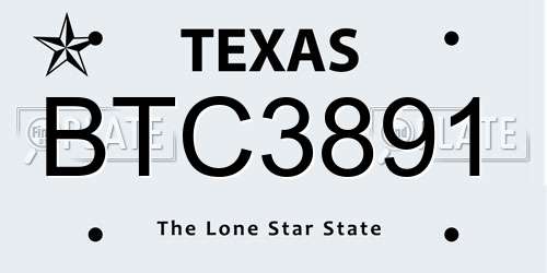BTC3891 Texas License Plate