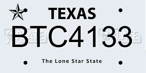 BTC4133 Texas License Plate