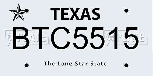 BTC5515 Texas License Plate