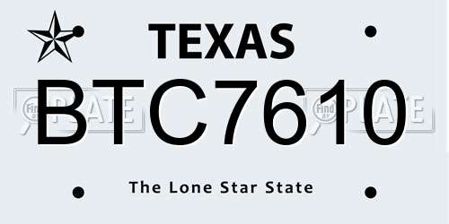 BTC7610 Texas License Plate