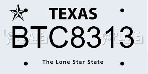 BTC8313 Texas License Plate