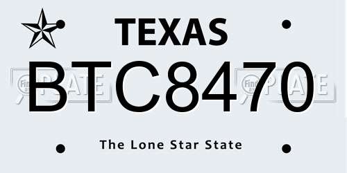 BTC8470 Texas License Plate