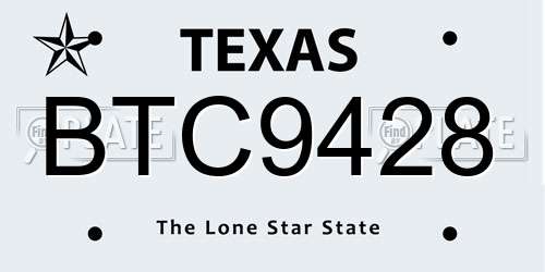 BTC9428 Texas License Plate