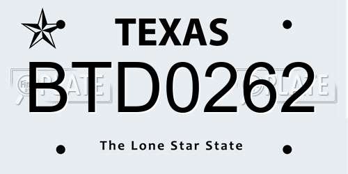 BTD0262 Texas License Plate