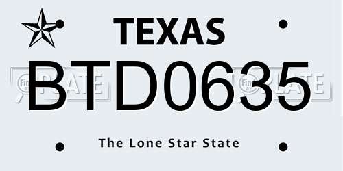 BTD0635 Texas License Plate