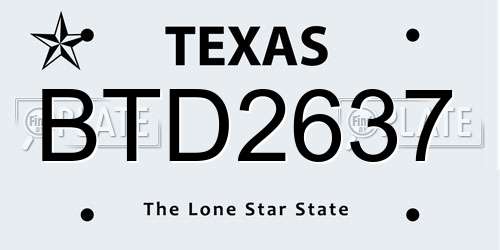 BTD2637 Texas License Plate