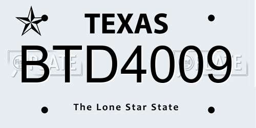BTD4009 Texas License Plate