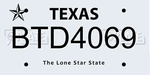 BTD4069 Texas License Plate