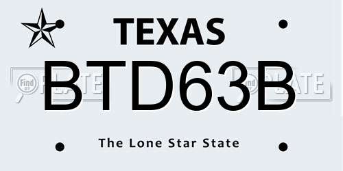 BTD63B Texas License Plate