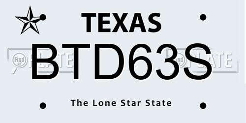 BTD63S Texas License Plate