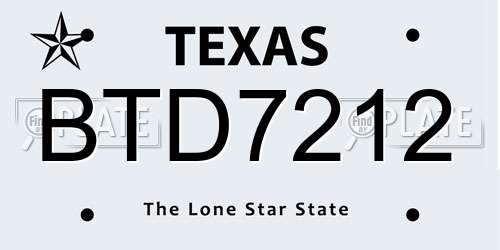 BTD7212 Texas License Plate