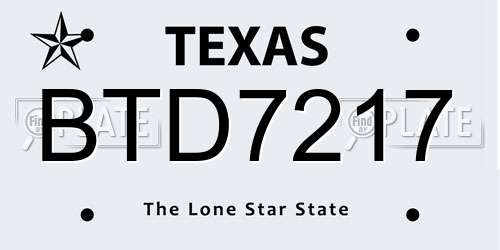 BTD7217 Texas License Plate