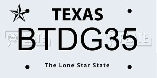 BTDG35 Texas License Plate