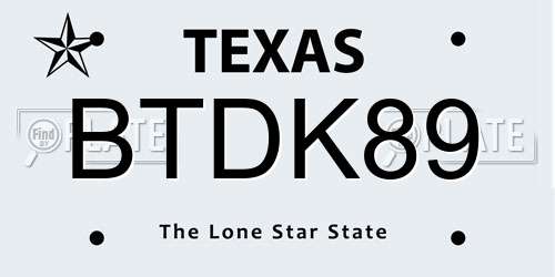 BTDK89 Texas License Plate