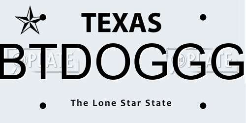 BTDOGGG Texas License Plate