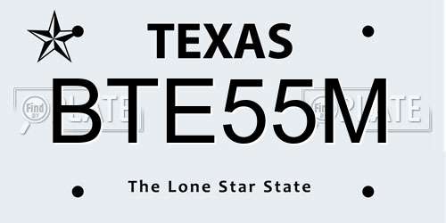 BTE55M Texas License Plate
