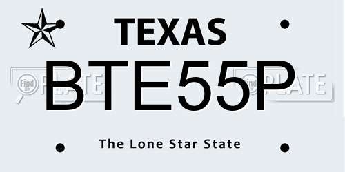 BTE55P Texas License Plate