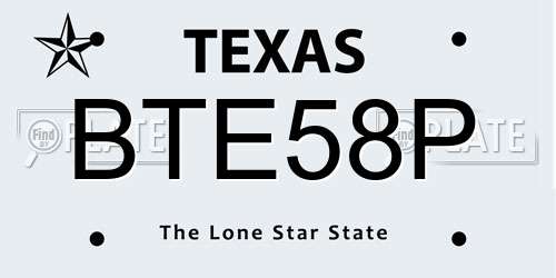 BTE58P Texas License Plate