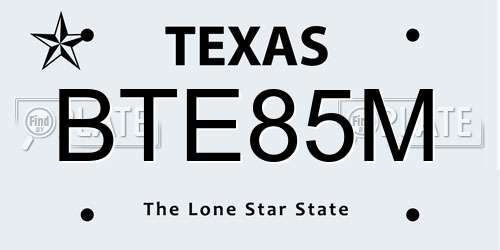 BTE85M Texas License Plate