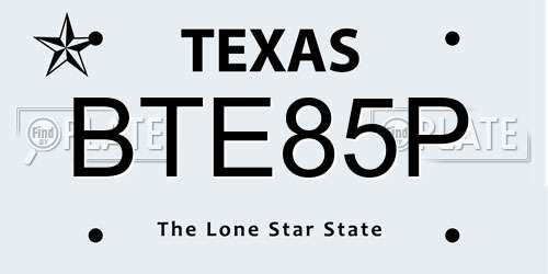 BTE85P Texas License Plate