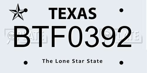 BTF0392 Texas License Plate