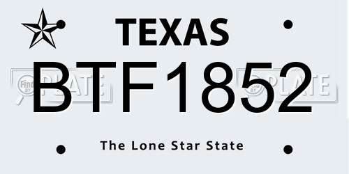 BTF1852 Texas License Plate