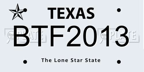 BTF2013 Texas License Plate