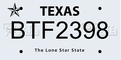 BTF2398 Texas License Plate