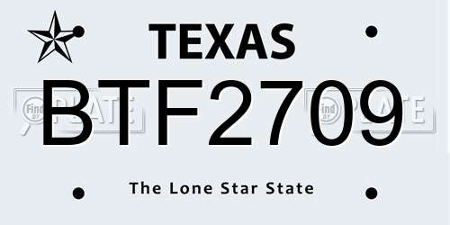 BTF2709 Texas License Plate
