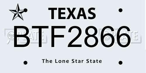 BTF2866 Texas License Plate