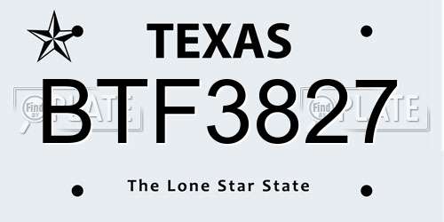 BTF3827 Texas License Plate
