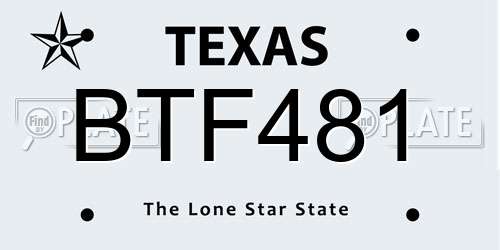 BTF481 Texas License Plate
