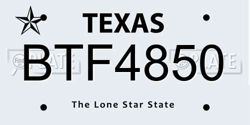 BTF4850 Texas License Plate