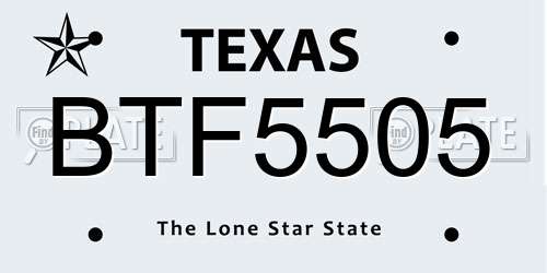 BTF5505 Texas License Plate
