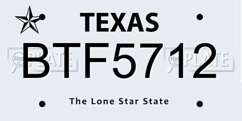 BTF5712 Texas License Plate