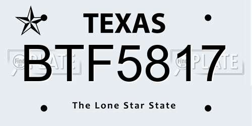 BTF5817 Texas License Plate