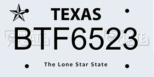 BTF6523 Texas License Plate