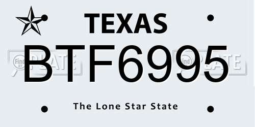 BTF6995 Texas License Plate