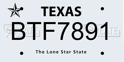 BTF7891 Texas License Plate