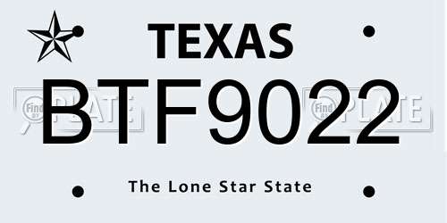BTF9022 Texas License Plate