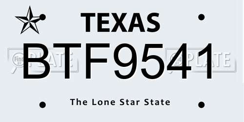 BTF9541 Texas License Plate