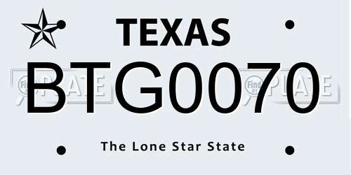 BTG0070 Texas License Plate
