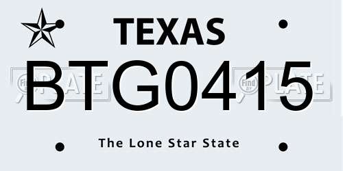 BTG0415 Texas License Plate