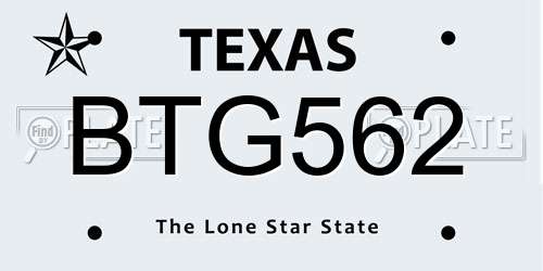 BTG562 Texas License Plate