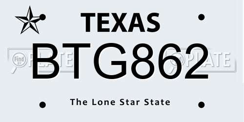 BTG862 Texas License Plate