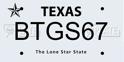 BTGS67 Texas License Plate